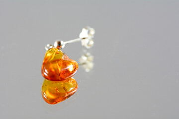 Amber earring concept photo with text space