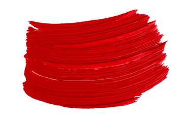 Smear of red lipstick on an empty background. Beauty product, bold and vibrant color.