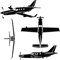medium size private airplane vector set