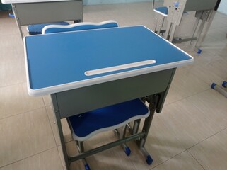 school desks in the classroom