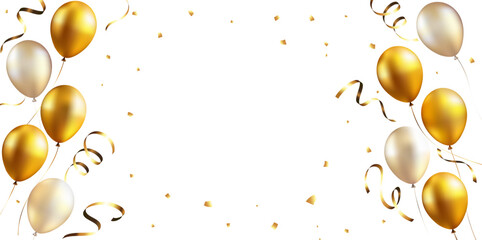 Gold balloons and glitter background
