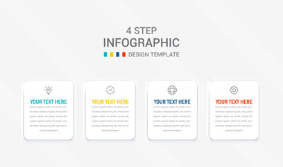 Four Step Infographic element design Vector template for presentation. process diagram and presentations step, workflow layout, banner, flow chart, info graphic vector illustration.