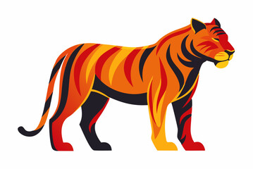 Colorful African Tiger Silhouette Vector on White Background