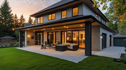 Obraz premium Elegant Modern Home with Outdoor Living Space