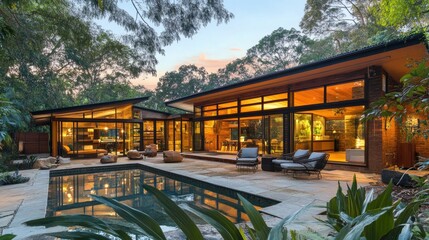 Modern Australian Home with Pool Surrounded by Nature