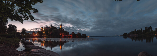 castle and lake landscape
