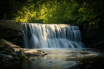 Fototapeta premium Waterfall in a Lush Forest