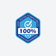 Business Product Badges, 100 Percent Tested Compatibility Vector symbol
