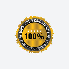 Guaranteed Satisfaction trust badge design, logo and symbol, premium gold color