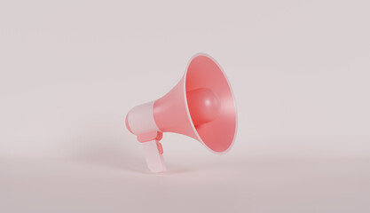 Pink plastic megaphone isolated on pink color background