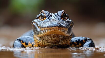 Fototapeta premium Close-up of a reptile with distinctive features in a natural setting.