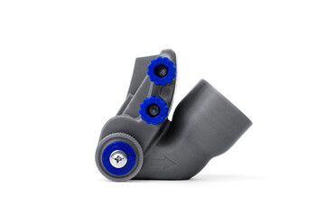 Dust collector for grinder under vacuum cleaner isolated on white background.