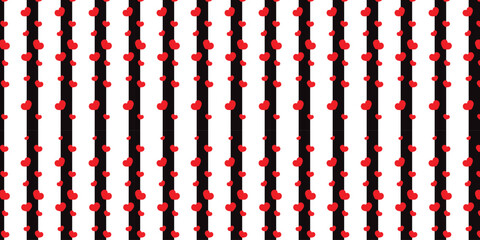 Black line pattern and red love on white background