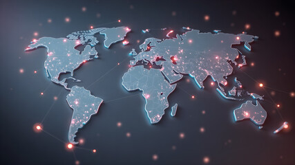 Fototapeta premium World map International vector template with isometric style including shadow, blue color isolated on grey background.