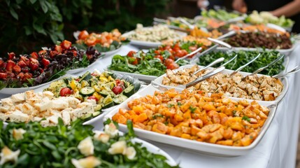 Vegan Catering Options : Creative vegan options with salads, plant-based proteins, and vegan desserts