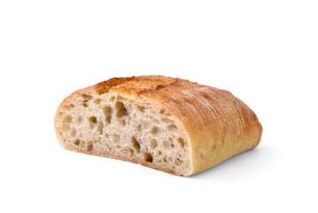Wheat ciabatta isolated on white background.