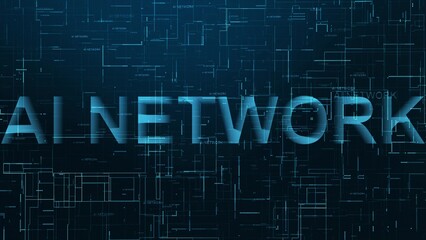 3d AI network text technology data line