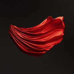Fototapeta premium A superhero red cape, the fabric is floating in the air in a dynamic way. 