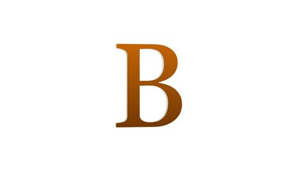 3d B letter logo loopable brown color white background