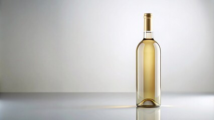 White wine bottle, golden liquid, reflective, minimalist, studio-lit V3