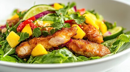Floating Yam Pla Duk Foo, crispy catfish salad with mango,