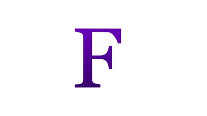 3d F letter logo loopable purple color white background