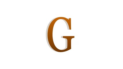 3d G letter logo loopable brown color white background