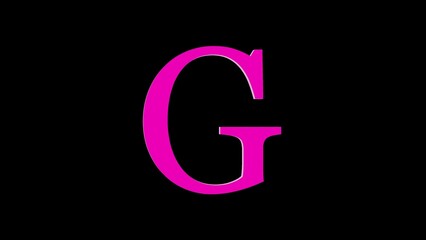 3d G letter logo loopable rotated pink color black background