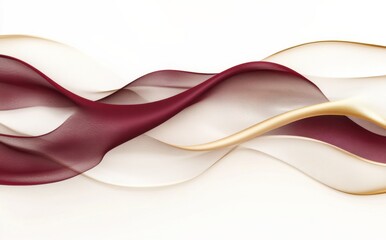 Abstract background with smooth burgundy and nubuck waves on a light white surface, elegant 3D rendering