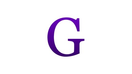 3d G letter logo loopable rotated purple color white background