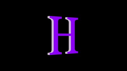 3d H letter logo loopable purple color black background