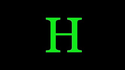 3d H letter logo loopable rotated green color black background