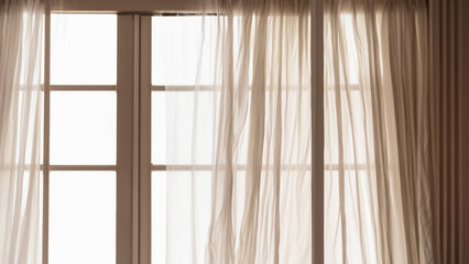 window with curtain in the morning