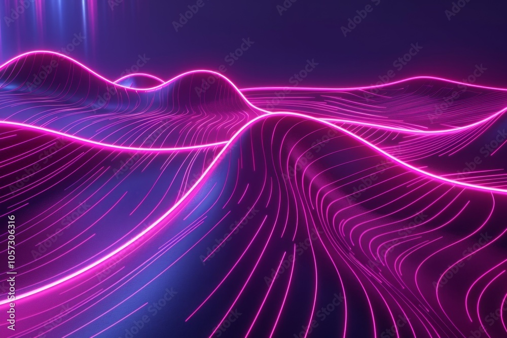 Canvas Prints experience the elegance of a wave of glowing lines, small particles flowing seamlessly in an abstrac