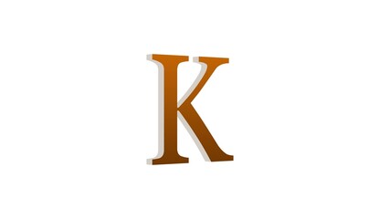 3d K letter logo loopable brown color white background
