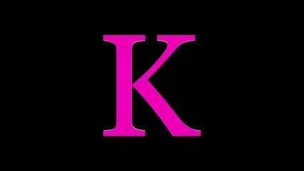 3d K letter logo loopable rotated pink color black background