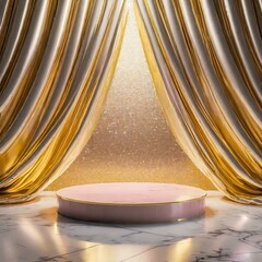 ゴールドの高級感あるステージ　商品モックアップ