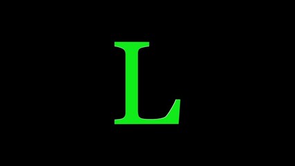 3d L letter logo loopable rotated green color black background