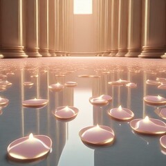 ゴールドの高級感あるステージ　商品モックアップ