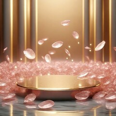 ゴールドの高級感あるステージ　商品モックアップ