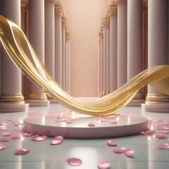 ゴールドの高級感あるステージ　商品モックアップ