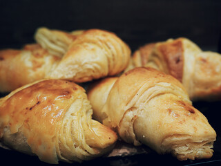 close up of homemade croissants for breakfast