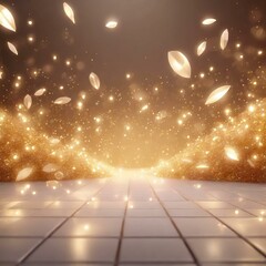 ゴールドの高級感あるステージ　商品モックアップ