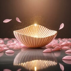 ゴールドの高級感あるステージ　商品モックアップ