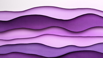 Fototapeta premium Abstract layered background with wavy paper cut shapes in shades of purple and pink, creating a visually dynamic and textured composition.