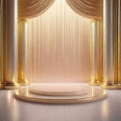 ゴールドの高級感あるステージ　商品モックアップ