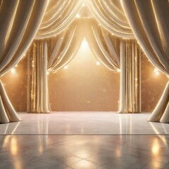 ゴールドの高級感あるステージ　商品モックアップ