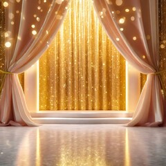 ゴールドの高級感あるステージ　商品モックアップ