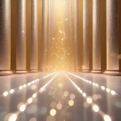 ゴールドの高級感あるステージ　商品モックアップ