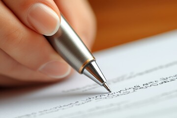 Person signing signature into employment contract, Generative AI